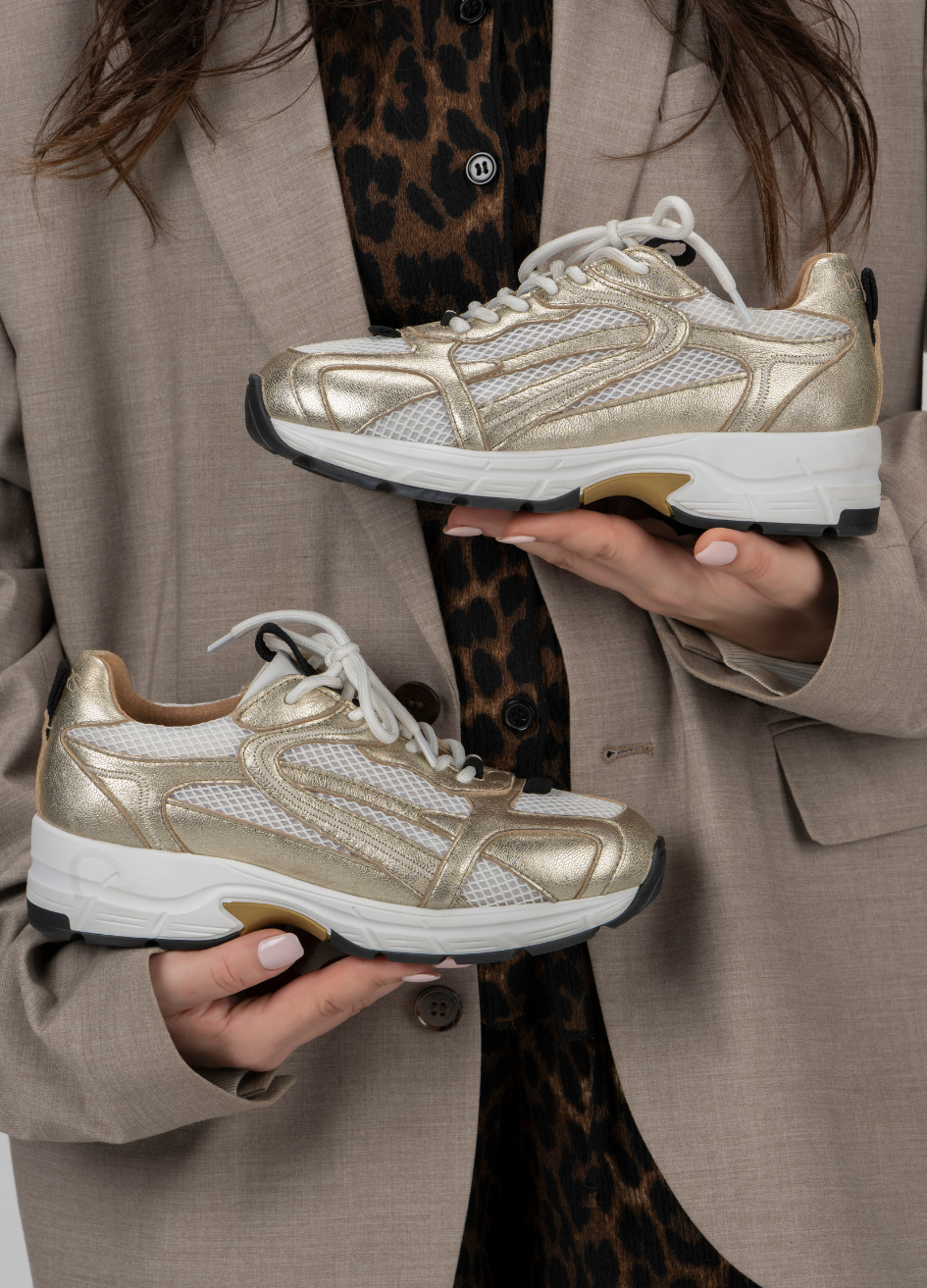 DWRS Neya Mesh Sneaker Leer Champagne/Beige