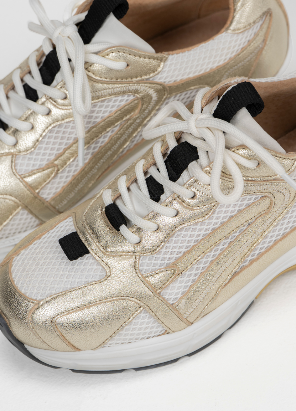 DWRS Neya Mesh Sneaker Leer Champagne/Beige