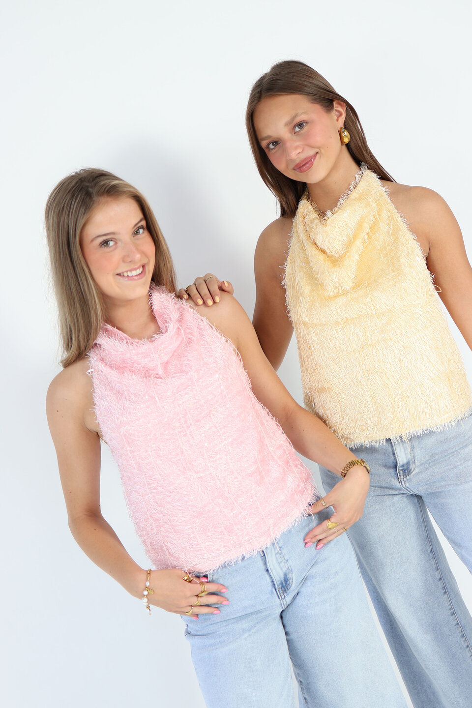Halter Fringe Top Lightpink