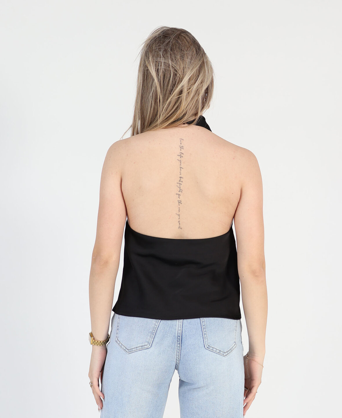 Satin Halter Top Black