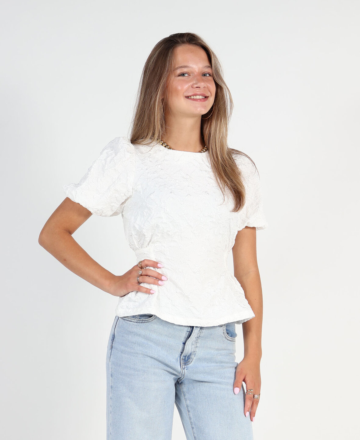 Jacquard Blouse White