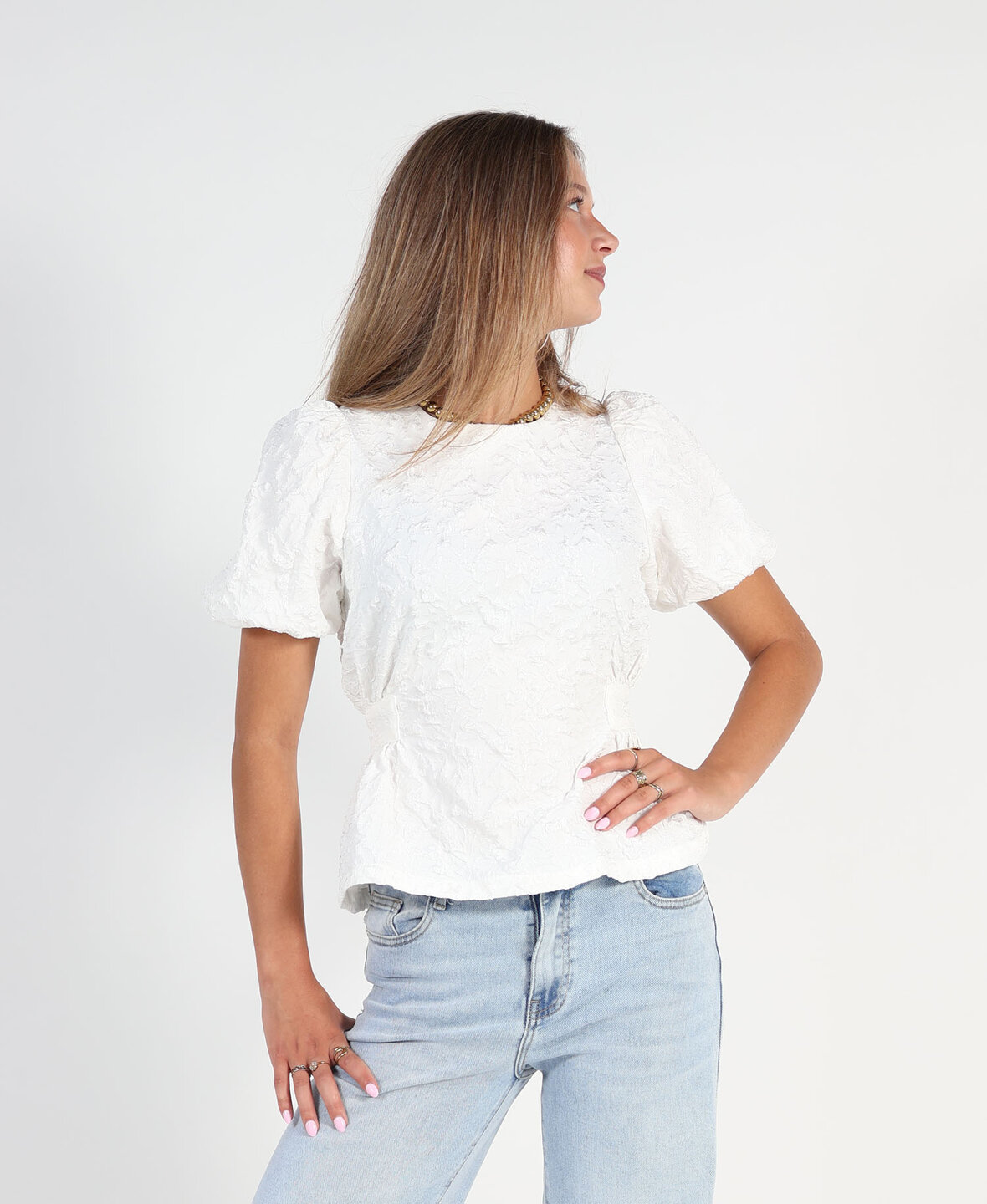 Jacquard Blouse White