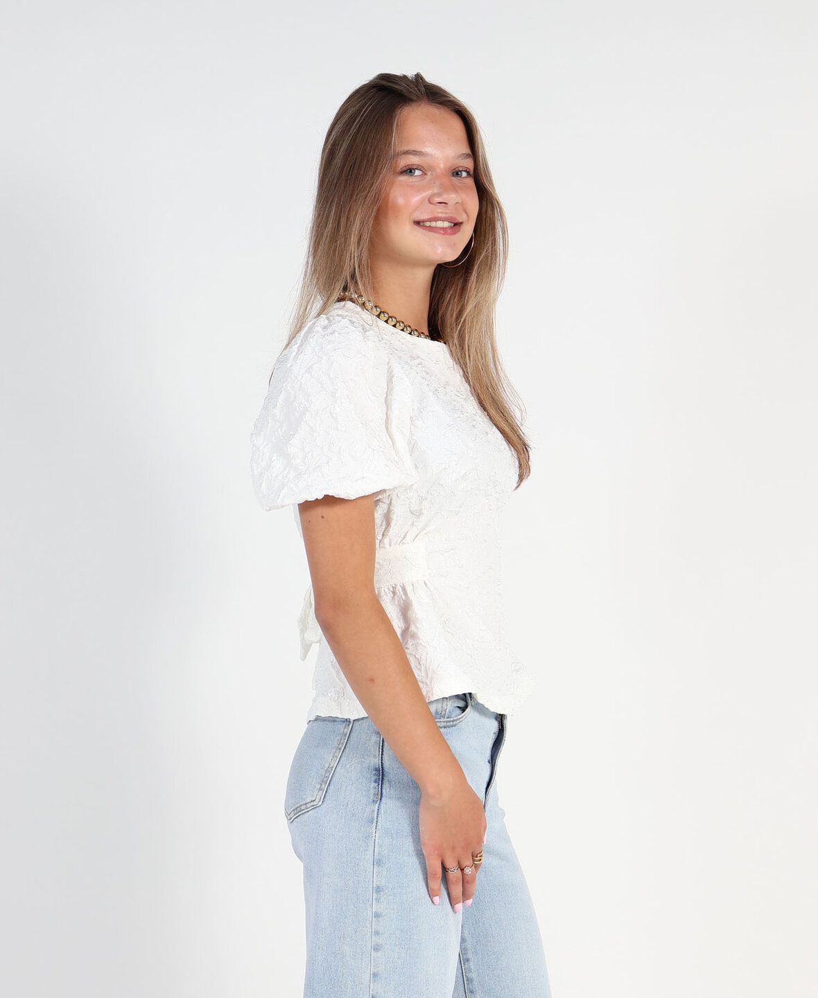 Jacquard Blouse White