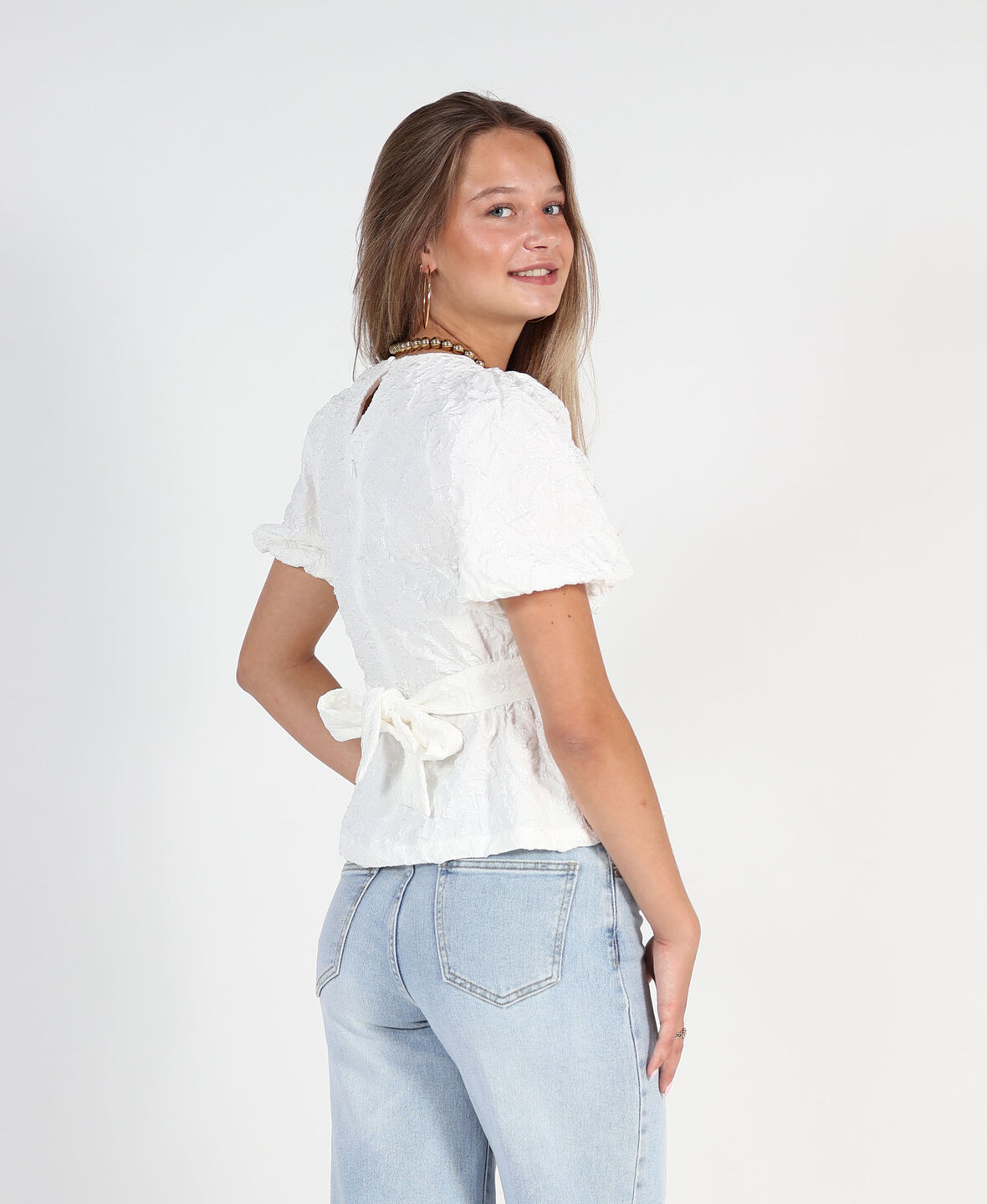 Jacquard Blouse White