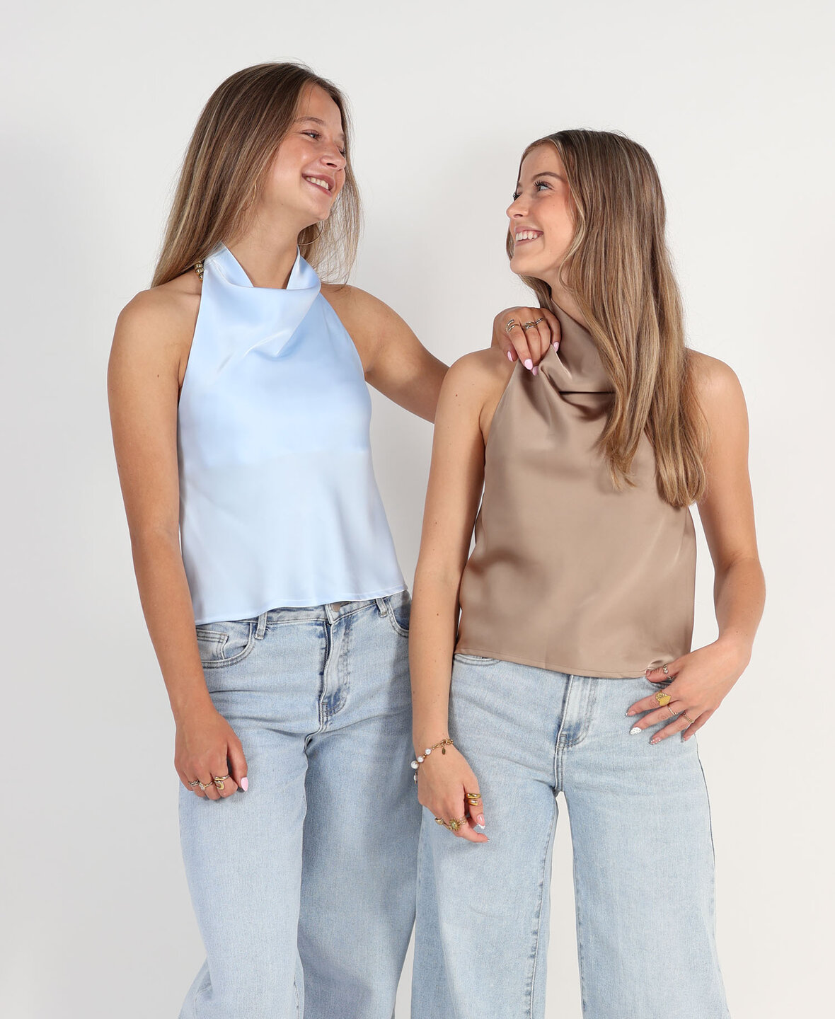 Satin Halter Top Lightblue
