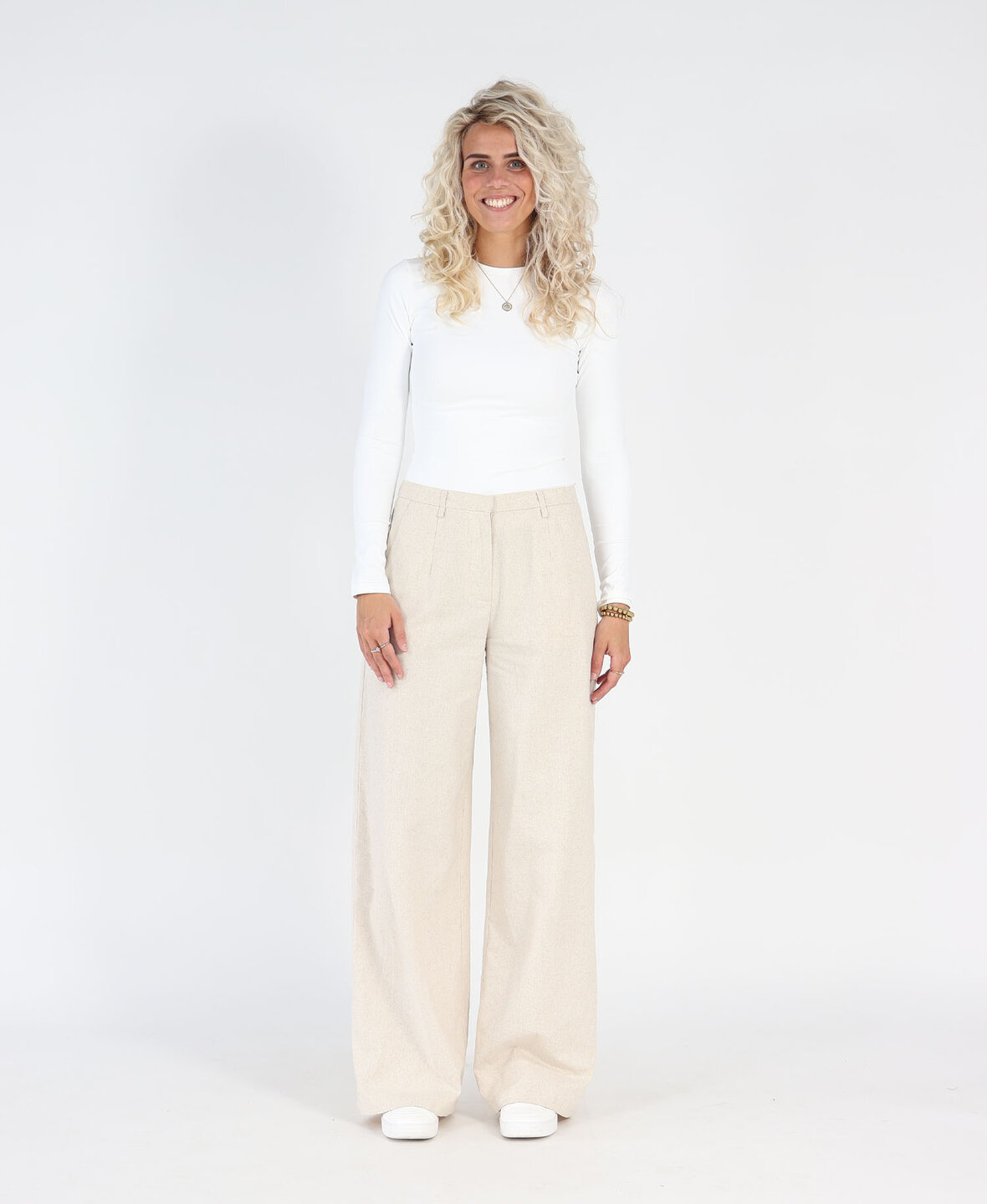 Linnen Wide Leg Pantalon Oat (TALL)
