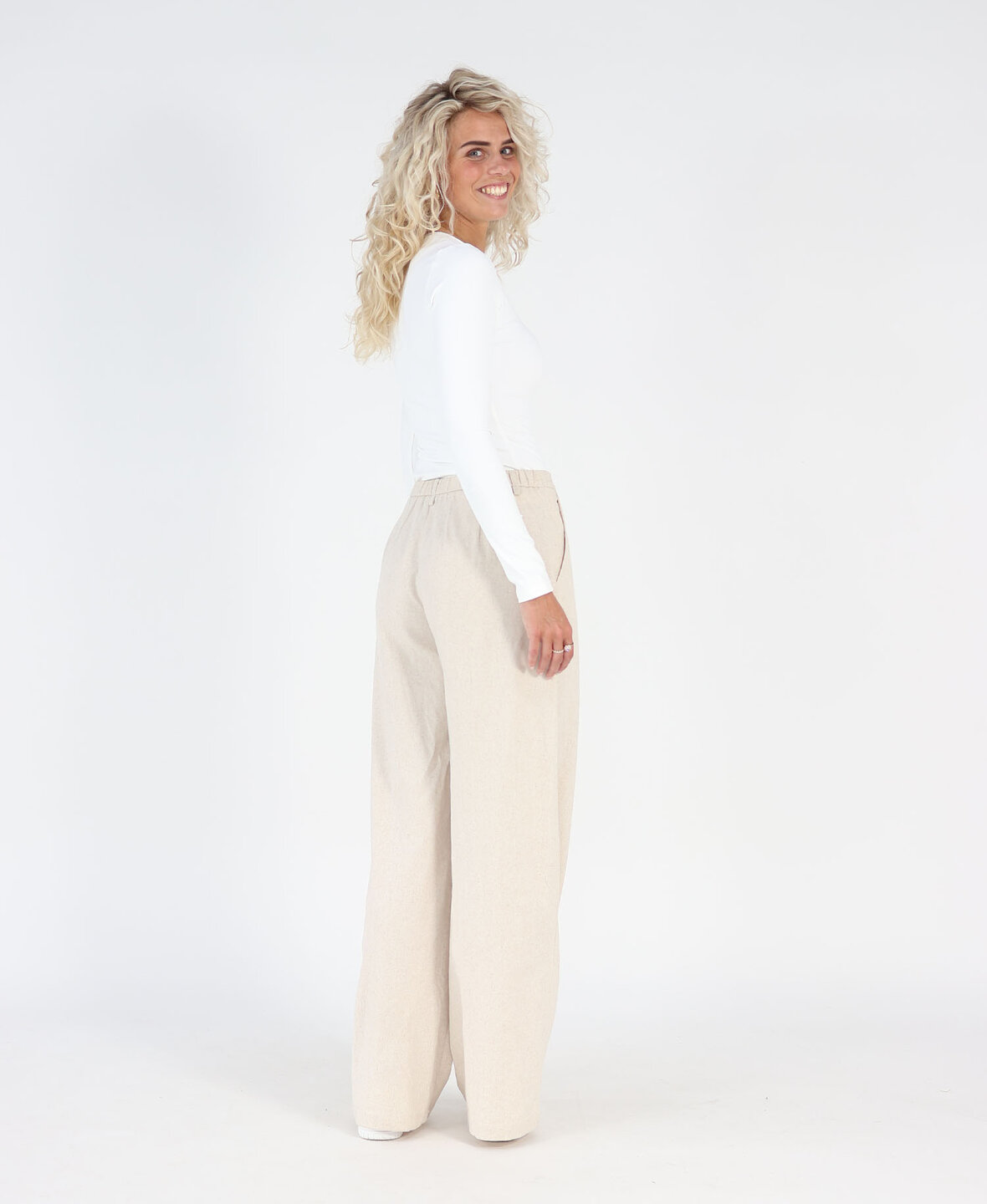 Linnen Wide Leg Pantalon Oat (TALL)