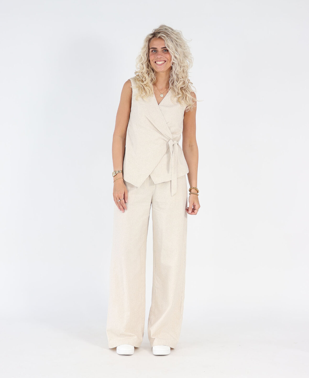 Linnen Wide Leg Pantalon Oat (TALL)