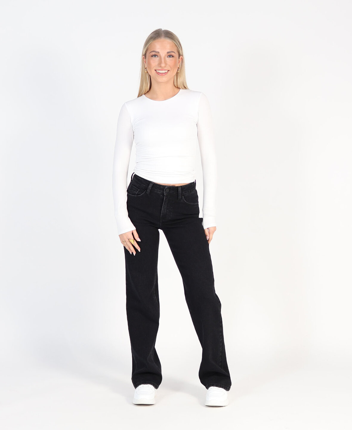 Stars Low/Mid Waist Wide Leg Jeans Black 3512-1 (REGULAR)