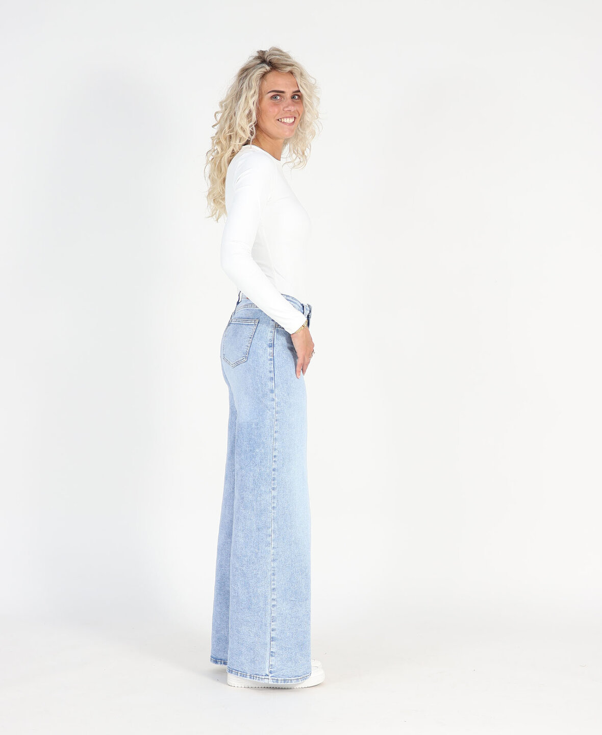 Ultra Wide Leg Jeans Middle Blue 3297-12 (TALL)