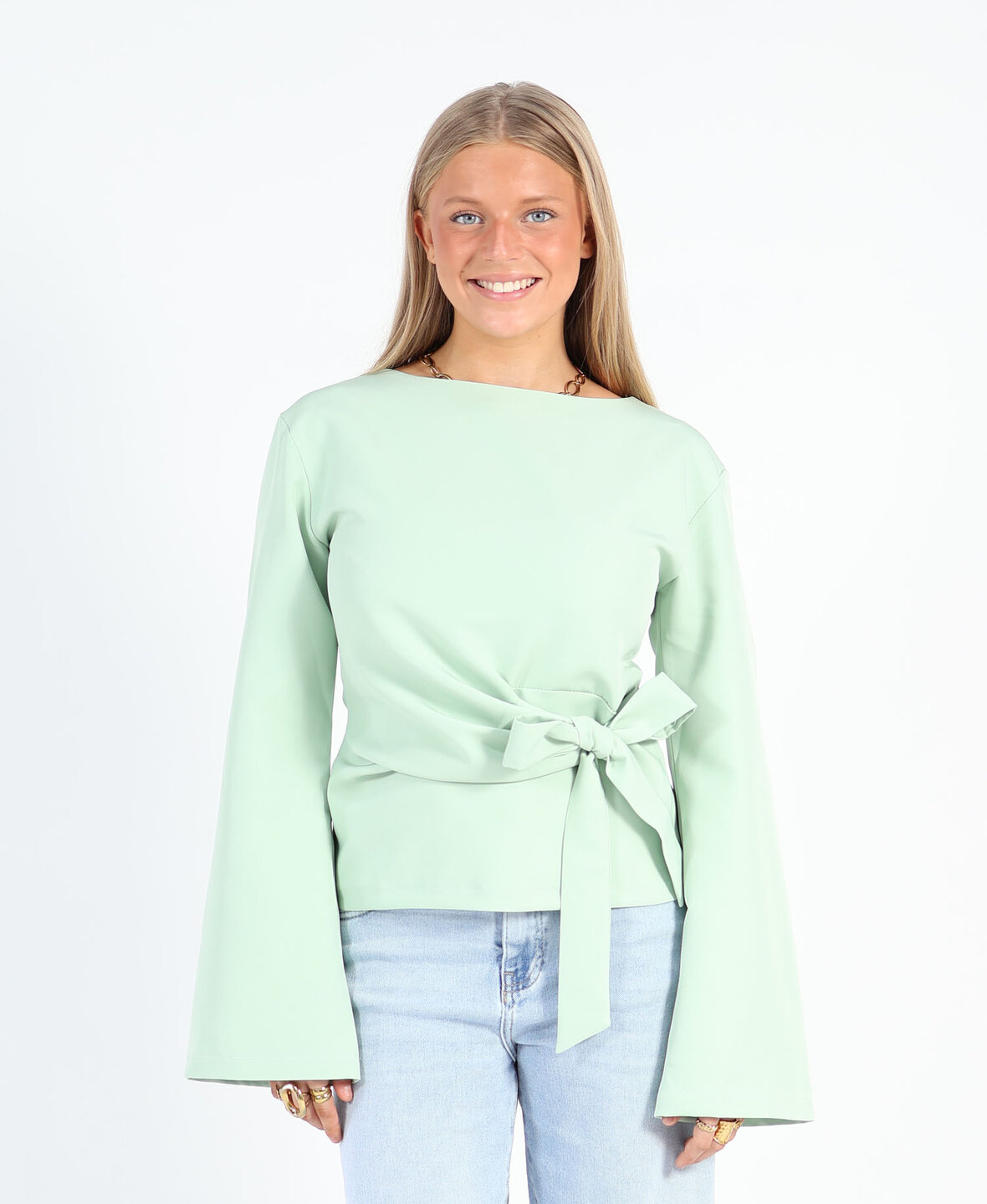 Knotted Sleeve Top Mint