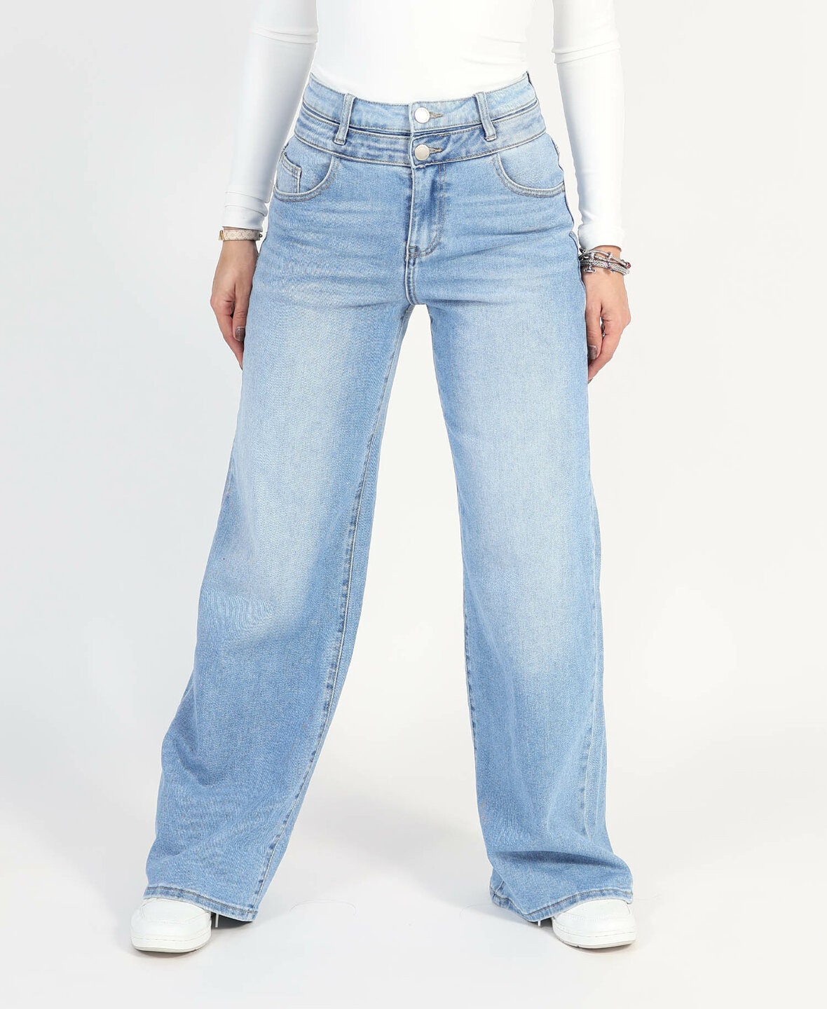 Double Button Ultra Wide Leg Jeans 3775-1 (REGULAR)