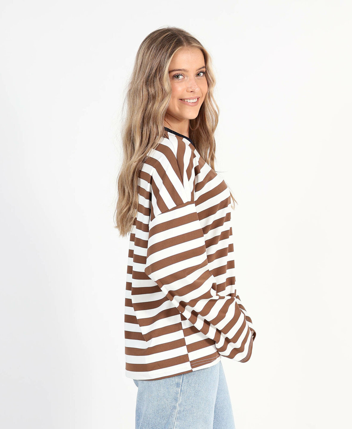 Embroidery Striped Longsleeve Navy Blue