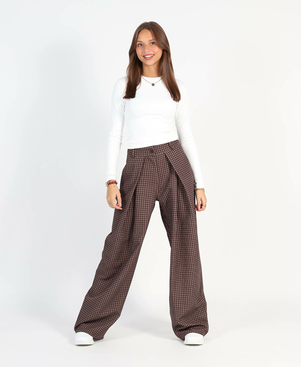 Barrel Pantalon Checkered Choco (REGULAR) 