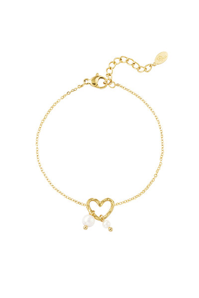 Pearl Heart Bracelet Gold