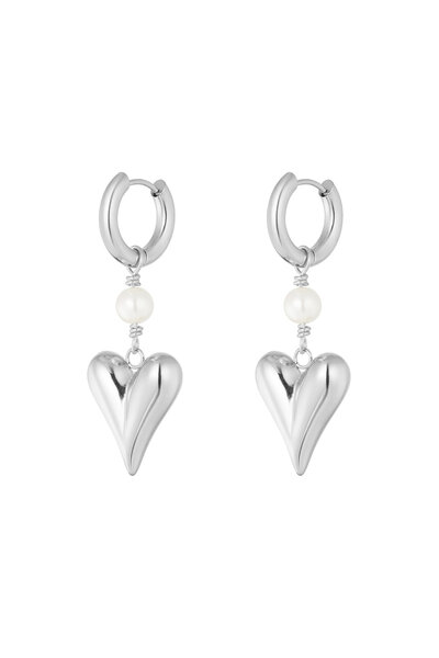 Heart with pearls Earrings Silver