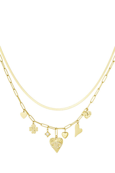 Necklace double charm Gold