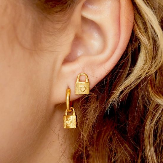 Earrings Lock Shaped Gold