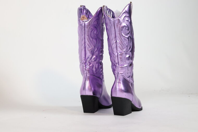 Metallic Cowboy Boots Lila
