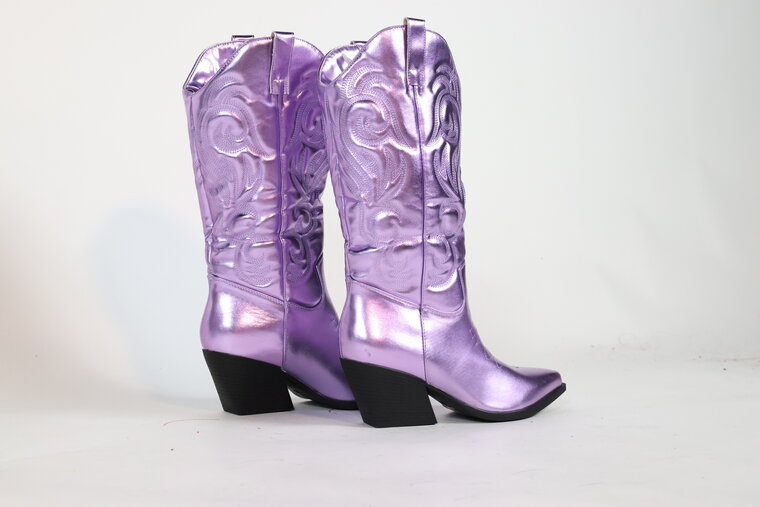 Metallic Cowboy Boots Lila