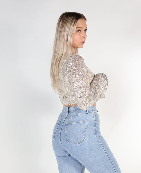 Cropped Sequin Top Gold