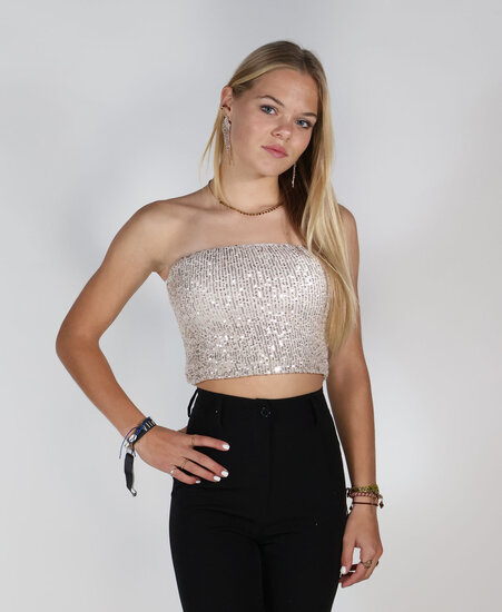 Sequin Tube Top Gold