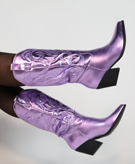 Metallic Cowboy Boots Lila