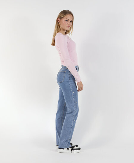 High Waisted Straight Leg Jeans Love Sparkle 2161