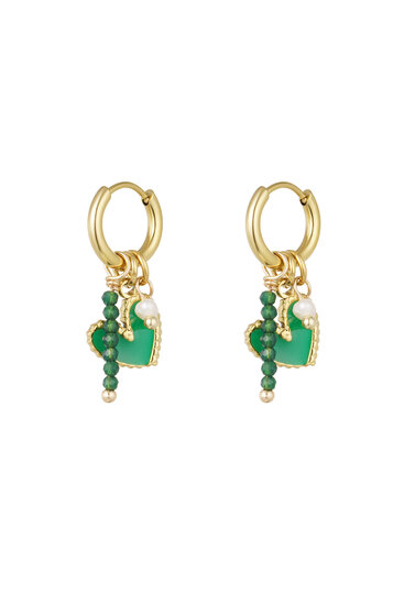 Green Pearls Earrings Gold