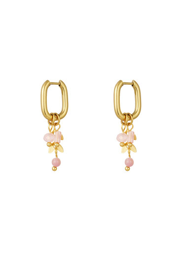 Earrings leaves with stones Pink Gold