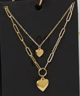 Necklace Double heart Gold