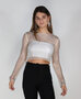 Mesh Glam Top Beige